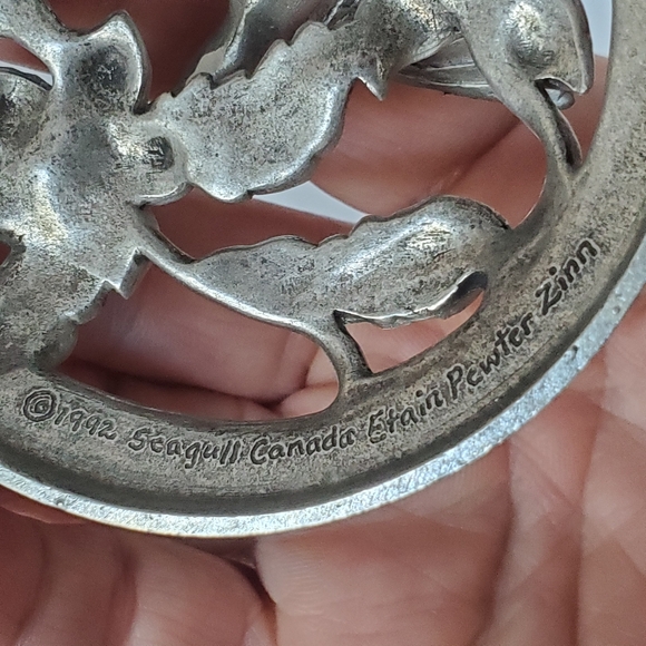 Seagull Canada Etain Pewter Zinn Hummingbird Potpourri Glass Bowl Vintage 1992 - Picture 6 of 8